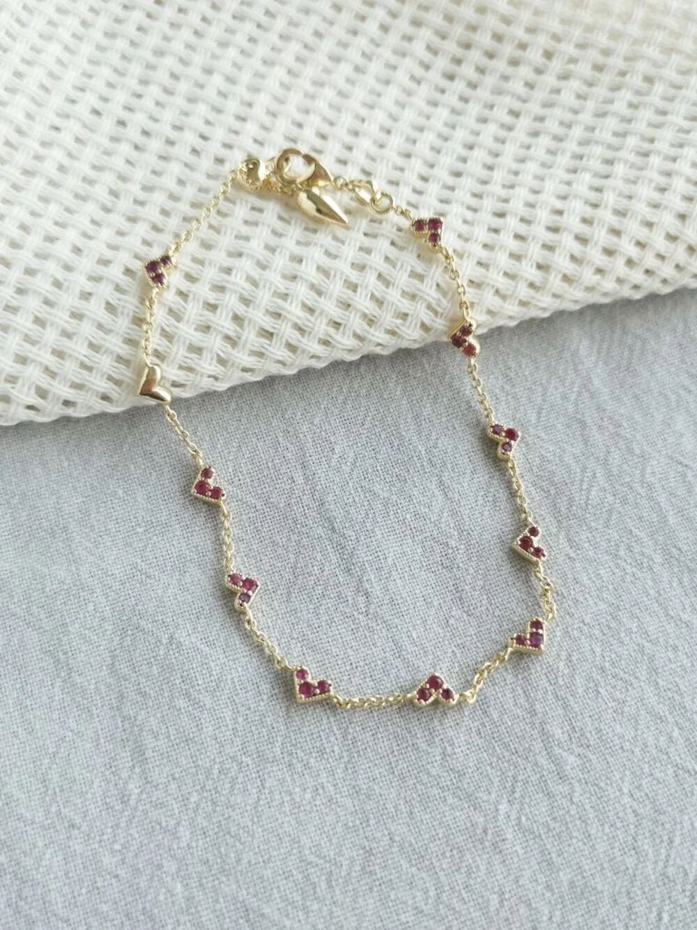 Kendra Scott Haven Heart Gold Chain Bracelet - Pink Crystal